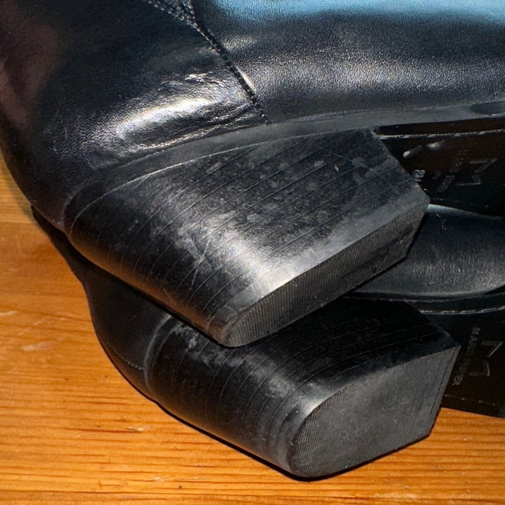 Marc Fisher Black Ankle Booties with Silver Chain Detail - Picture 10 of 13